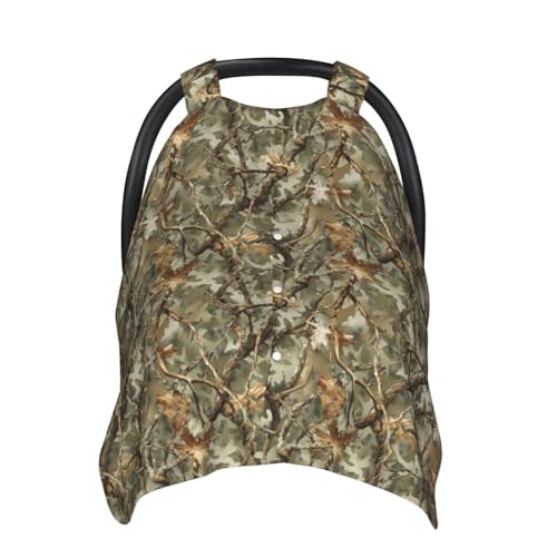 Green Camouflage Tree (A) Print Baby Car Seat Covers, Breathable Nursing Cover Breastfeeding Cover, Multi-use Infant Carseat Canopy, Stroller Covers, Baby Boys Girls Newborn Essentials