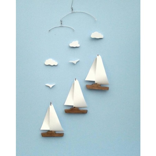 Sailboat Mobile-Y10*,Baby Mobile,Sailboat,Mobile,Nursery,Baby Shower Gift,Nautical,Nursery Mobile,Ocean Art,Kinetic,Hanging Mobile,Coastal