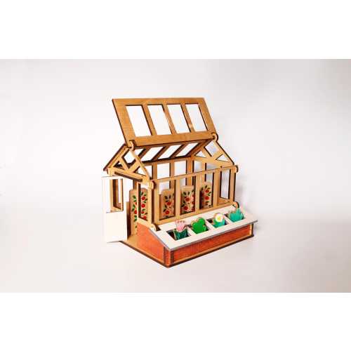 Wooden Greenhouse Playset – Montessori Garden Toy – Pretend Play Nature - Gift for Kids