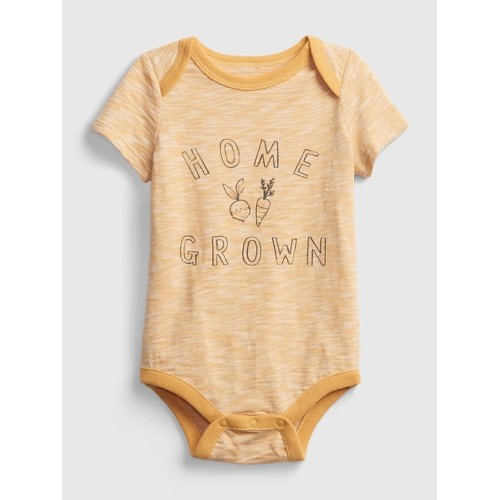 Baby 100% Organic Cotton Bodysuit in bright gold