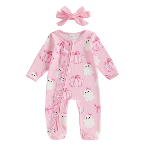 Kuriozud Newborn Baby Girl Clothes Footie Romper Infant Sleeper Outfit | Newborn Baby Girl Sleeper for Daily, Brithday, Halloween, Christmas, New Years, Valentines, St. Patrick's Day, Easter 0-9M