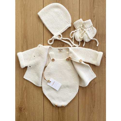 Newborn Baby Coming Home Outfit: Hand Knit Organic Cotton Baby Hospital Set