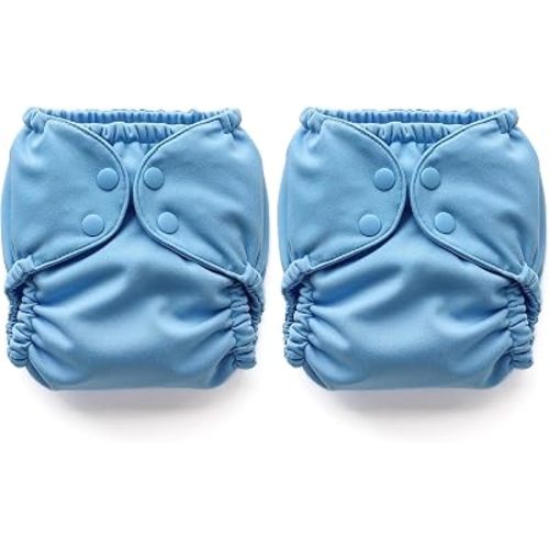 Esembly Cloth Diaper Cover - Reusable Swim Diaper, Waterproof, Breathable - Adjustable Outer Layer Over Absorbent Inner for Blowout Protection - Cornflower, Size 1 (7-17 lbs) (Pack of 2)