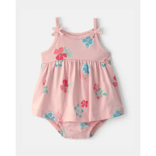 Baby Girl Floral Sleeveless Bodysuit Dress - Pink | Carter's