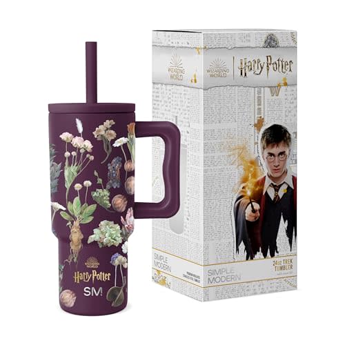 Simple Modern Harry Potter Kids 24 oz Tumbler with Handle and Silicone Straw Lid | Spill Proof and Leak Resistant | Reusable Stainless Steel Bottle | Gift Kids Boys Girls | Trek Collection | Herbology