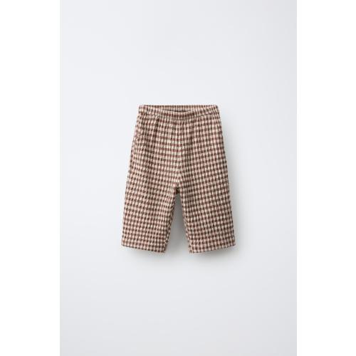 GINGHAM BAGGY PANTS - Brown | ZARA United States