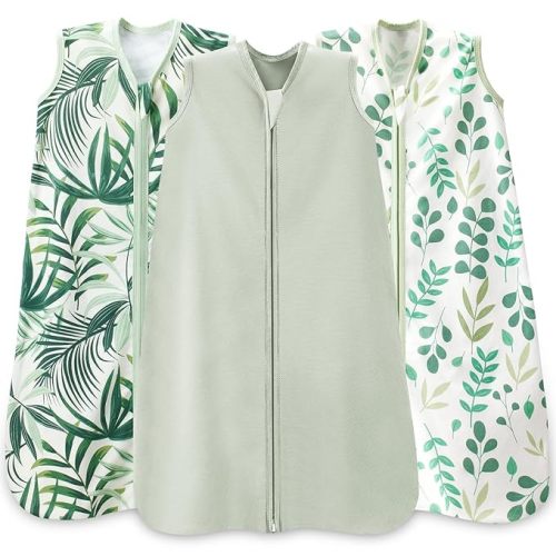 Wrrernsin Baby Sleep Sack 0-6 Months,100% Cotton TOG 0.5 Wearable Blanket for Newborn and Infant, 3 Pack 2-Way Zipper Lightweight Sleeping Bags for Toddler