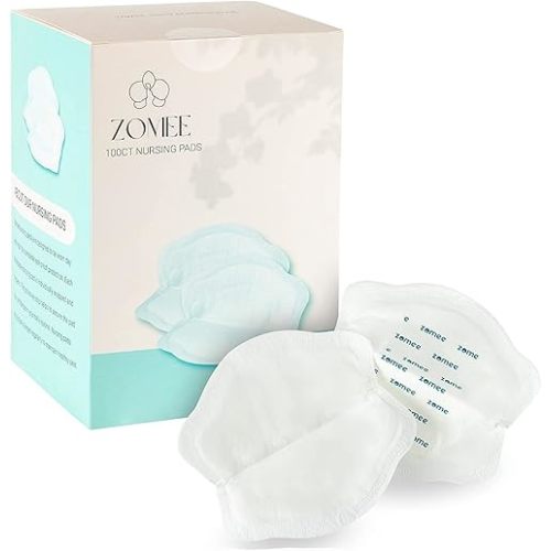 Zomee Disposable Breast Pads for Breastfeeding – Ultra-Absorbent/Leak-Proof/Discreet/Secure – Highly Portable: Individually Wrapped – Soft & BPA-Free (Pack of 200)