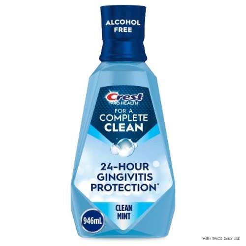 Crest Pro Health Complete Clean Mouthwash - Clean Mint - 1 L : Ethyl Alcohol-Free, Cetylpyridinium Chloride
