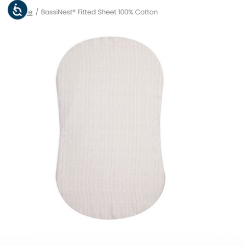 HALO - BassiNest Fitted Sheet 100% Cotton | Herringbone - cream ,