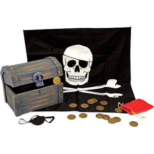 Melissa & Doug Wooden Pirate Chest Pretend Play Set