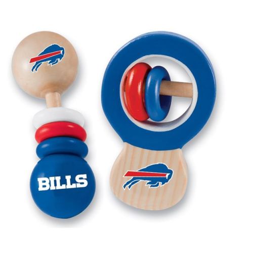 BabyFanatic Wood Rattle 2 Pack - NFL Buffalo Bills Baby Toy Set