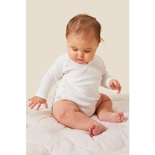 MORI Baby Long Sleeve Kimono Bodysuit for Boys and Girls - Viscose from Bamboo - Infant Romper with Nickel Free Poppers