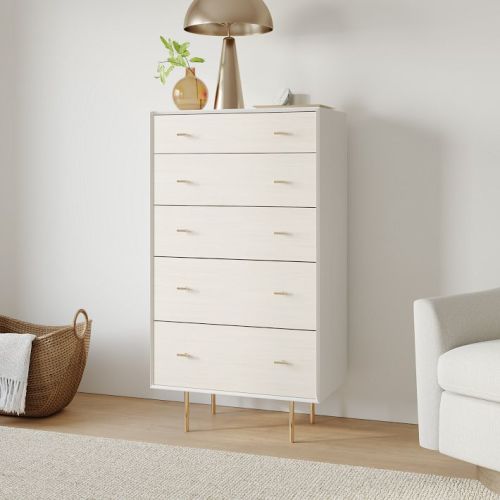 Modernist Wood & Lacquer 5-Drawer Dresser (28") - Winter Wood