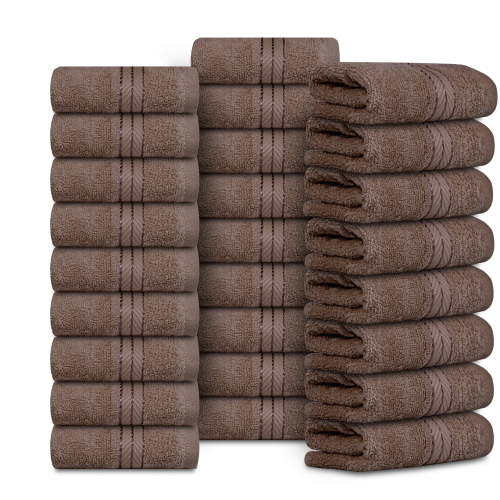 Casa Lino 26Pcs Washcloths (12" x 12") - 100% Cotton, 400GSM, Ultra Soft & Highly Absorbent (Coffee)