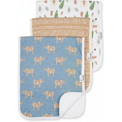 Copper Pearl Premium Baby Burp Cloths - 3-Pack Large Cotton Burp Cloths, Extra Soft Spit Up Rags with 3 Absorbent Layers, Perfect for Baby Boy and Baby Girl Gifts (21" x 10" Size, Santa Fe Set)