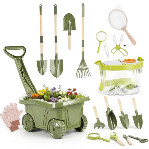 Joyreal Kids Gardening and Bug Catcher Kit with Wheelbarrow Ages 3+