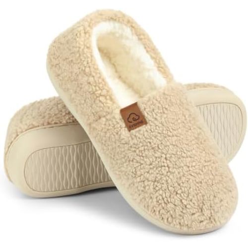 Evshine Cozy Curly Fleece Memory Foam Fuzzy Slippers for Women
