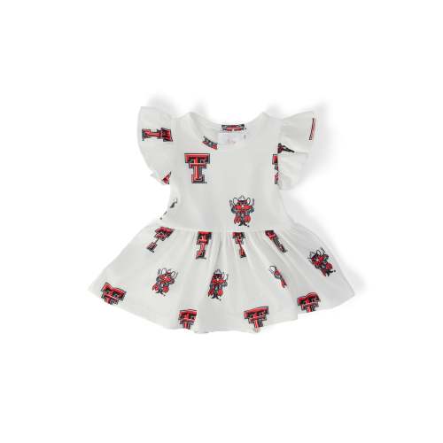 Texas Tech White Raider Red Flutter Twirl Bodysuit