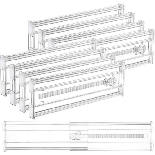 Vtopmart 8 Pack 4" Clear Plastic Regular Upgrade Drawer Dividers, for Clothes, Dresser, Baby Clothing, Underwear, Cosmetic, Toiletries