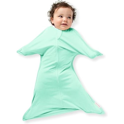 SleepingBaby Zipadee-Zip Transition Swaddle - Cozy Baby Swaddle Blanket with Zipper Convenience - Roomy Wearable Blanket for Easy Diaper Changes - Classic Mint, Medium (6-12 Month)