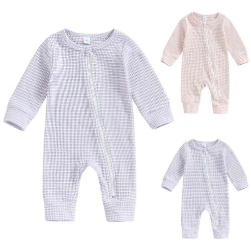 THDHVS Newborn Sleepers,Baby Girl Clothes,Newborn Unisex Long Sleeve Zip Front Bodysuit Footless Pajamas Pink 0-3 Months