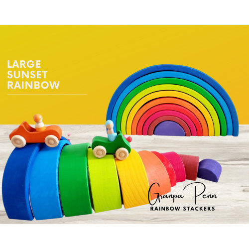 Sunset Wooden Rainbow Stacker: Large Waldorf Montessori Toy