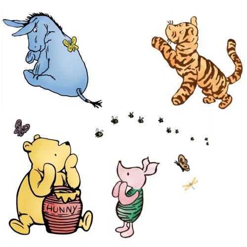 Large Classic Winnie Pooh Wall Decals for Baby Nursery Room Decor,Vintage Winnie Pooh Wall Decor Stickers for Kids Bedroom