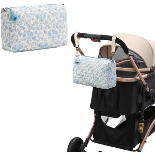 Small Diaper Tote Bag,Puffy Stroller Diaper Organizer Bags with Stroller Hooks and Adjustable Strap for Travel