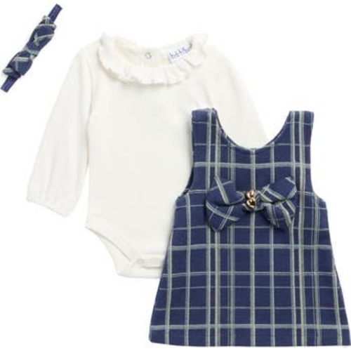 Nicole Miller Ruffle Bodysuit, Plaid Dress & Headband Set | Nordstromrack