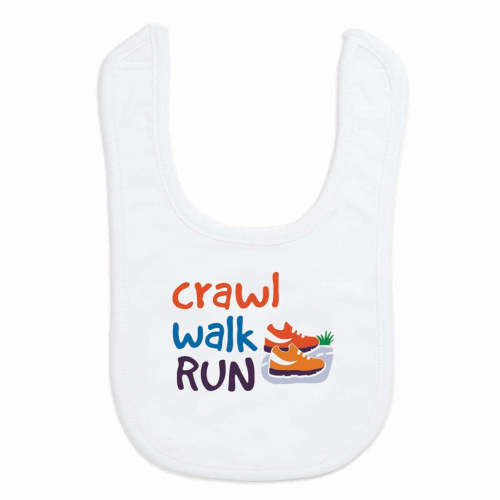Running Baby Bib - Crawl Walk Run