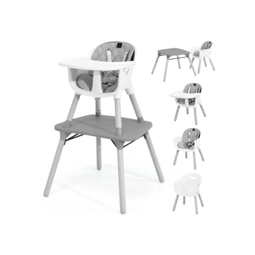 Costway Convertible Highchair Table Set Feeding Grey