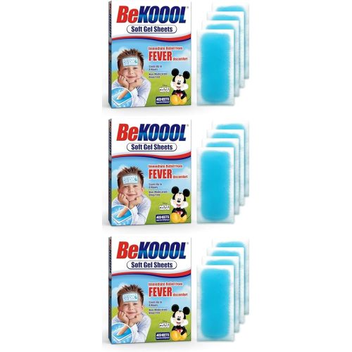 BEKOOOL Soft Gel Sheets for Kids for Cooling Relief from Fever discomfort | 4 Count (Pack of 3)