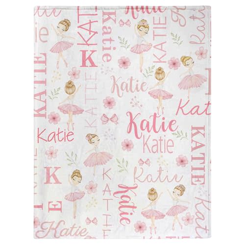 idooodle Personalized Ballet Girl Blanket Custom Name Skin and Hair Color Blanket for Kids Girls Ballerina Dance Lover