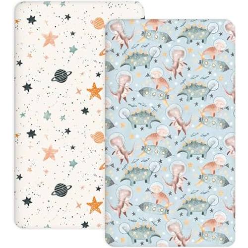 Amazon.com: Crib Sheets 2 Pack, 28"x52" Fitted Baby Sheets for Boys & Girls | Fitted for Crib and Toddler Mattress, Machine Washable, Soft Breathable Jersey Knit Baby Bedding (Cosmic Dinos)