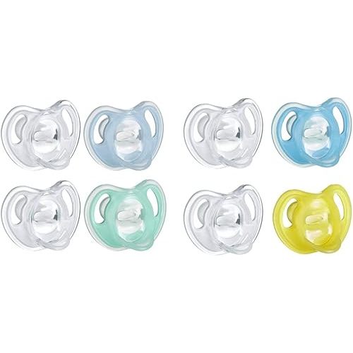 Tommee Tippee Ultra-Light Silicone Baby Pacifier Bundle | Boy - 0-6m and 6-18m, 8pk