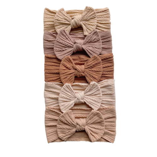 Large Bow Headband for Baby Girl Newborn Headdress Baby Hair Bow Elastic Headband Cable Knit Hairwrap Infant Photo Props
