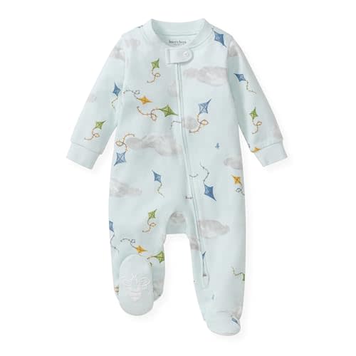 Burt's Bees Baby Boys Sleep and Play PJs, 100% Organic Cotton One-Piece Zip Front Romper Jumpsuit Pajamas