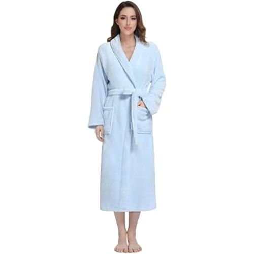 Eonkasp Fluffy Soft Robes for Women, Warm Fleece Womens Robe, Cozy Bathrobe | Plush Bathrobe for Women, Long Fuzzy Lightweight Bath Robe with Pockets for Shower Spa Hotel House Pool