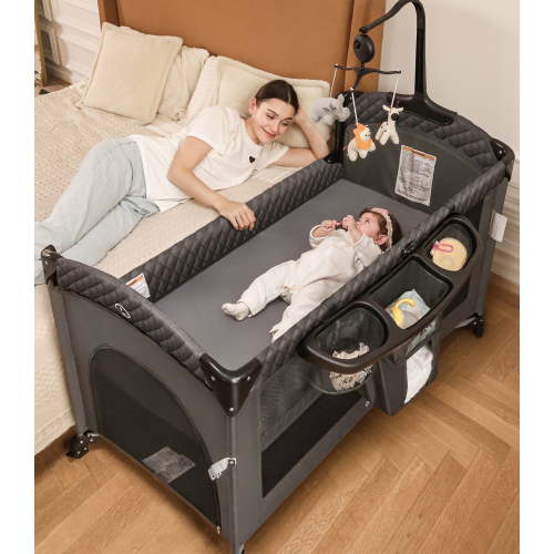 Babyeap 5 in 1 Baby Bassinet,Baby Sleeping Bed,Baby Changing Table,Baby Playpen,Standalone Baby Crib,Baby Bedside Bassinet for Newborn Baby,Gray