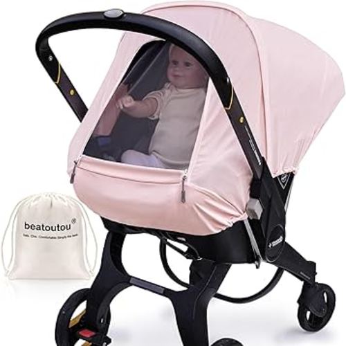 Summer Baby Car Seat Cover Compatible with Doona Car Seat and Stroller,Breathable Sunproof Car Seat Canopy for Girls,Suitable for Spring/Summer/Autumn Use (Pink)