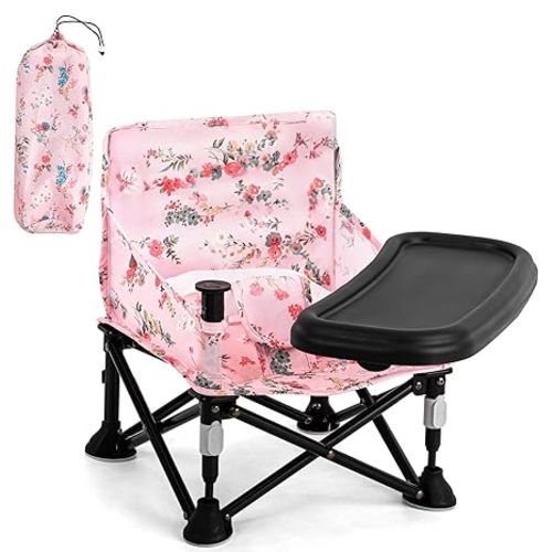 Baby Booster Seat for Kitchen Chairs with Tray, Portable & Foldable