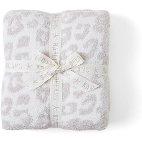 Barefoot Dreams® CozyChic® Throw Blanket, Barefoot in The Wild, Ultra Soft Plush Jacquard Microfiber Throw, Warm Lightweight Cozy Home Blanket, Machine Washable, 54" x 72", Cream-Stone