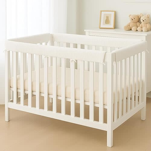 Mesh Breathable Rail Cover Sets, White Muslin