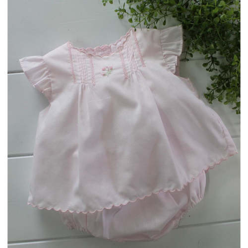 Baby Girls Pink Diaper Set Scalloped Trim Angel Wing Sleeves