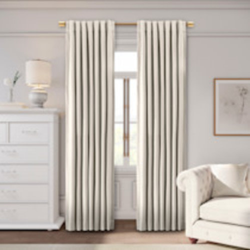 Ricardo Trading Premium Velvet Rod Pocket With Back Tabs Panel - Bone, 50"W X 96"L, 1