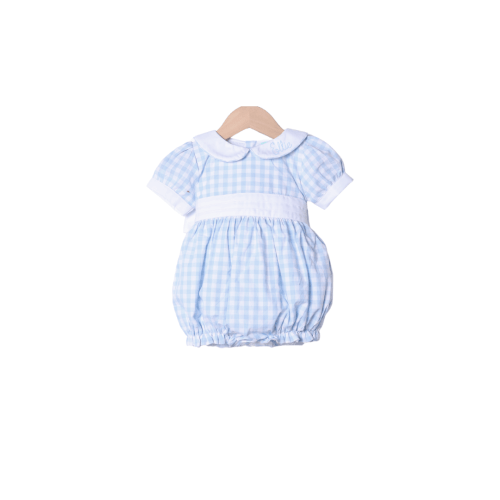 Blue Gingham Peter Pan Bow Bubble
