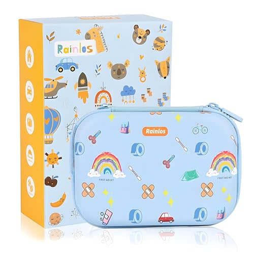 RAINLOS Small-First-Aid-Kit-for-Home-Car-Travel-Camping-Hiking-Kids, Mini Cute Portable Medical Emergency Kits Fits into a Purse, Diaper Bag & Backpack, Travel Must Have