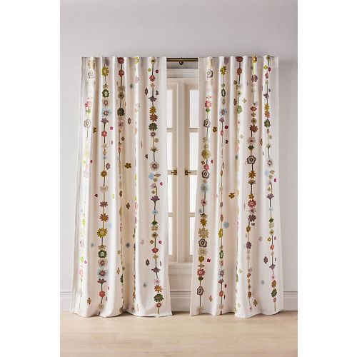 Embroidered Cotton Abstract Floral Curtain