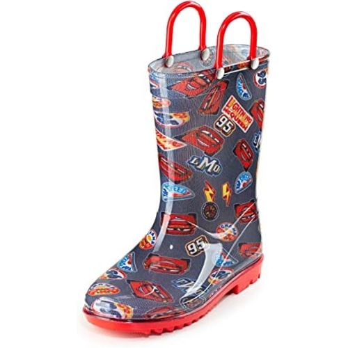Disney Cars Lightning McQueen PVC Rain Boots for Boys with Easy-On Handles – Toddler & Little Kid Sizes
